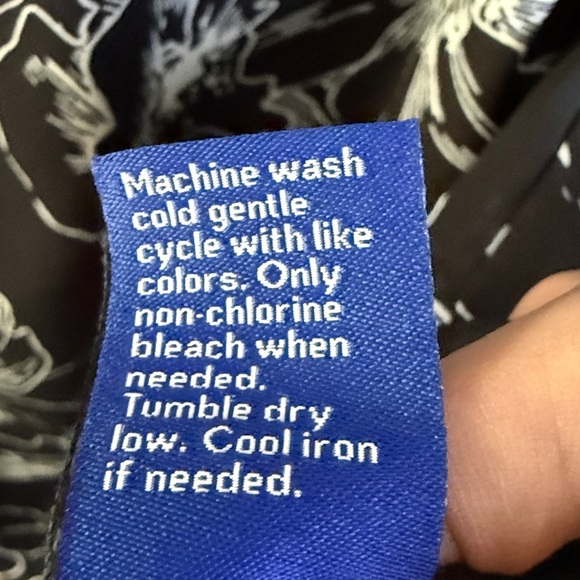 Apt. 9 Black & White Floral Print Blouse Faux Wrap 3/4 Tie Cuff Sleeves Sz L - Picture 7 of 10